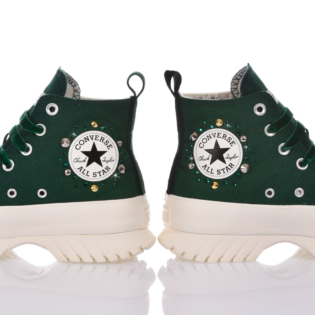 Converse Lugged Green Christmas Lugged Studs, Special, Swarovski